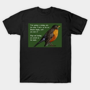 Robin Get Well Soon Message, Harbinger of Spring T-Shirt